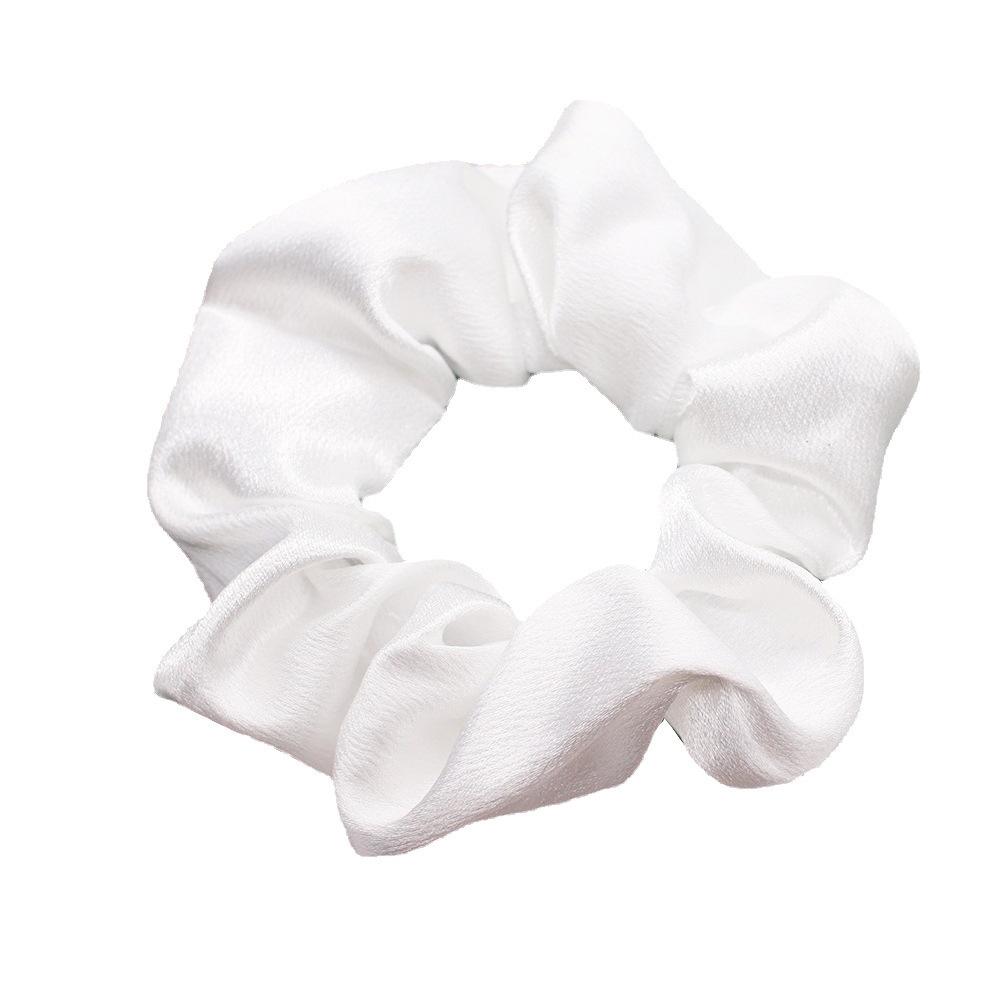 Large Solid Color Satin Fabric Scrunchies for Women's Ponytails