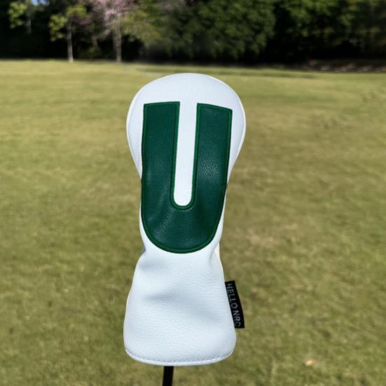 Faux Leather Golf Club Head Cover for Drivers Fairway Woods Hybrids No.1/3/5/U Headcover Soft Velvet Lining British-Style Green Putter Head Protector