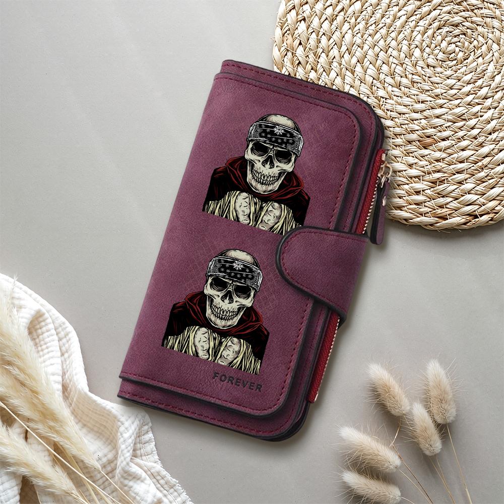 Gothic Skull Print Long Wallet