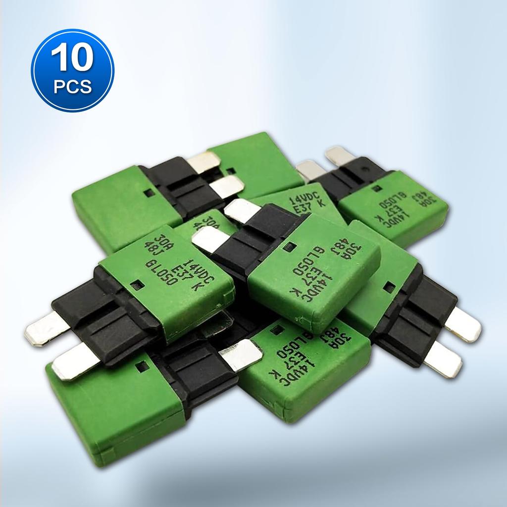 Автоматический выключатель с автосбросом на 30 А, предохранители ATC/ATO с возможностью сброса, низкопрофильные, автомобильный стандартный лезвийный предохранитель, DC12V-32V, для автомобиля, грузовика, фургона, лодки, 10 шт.