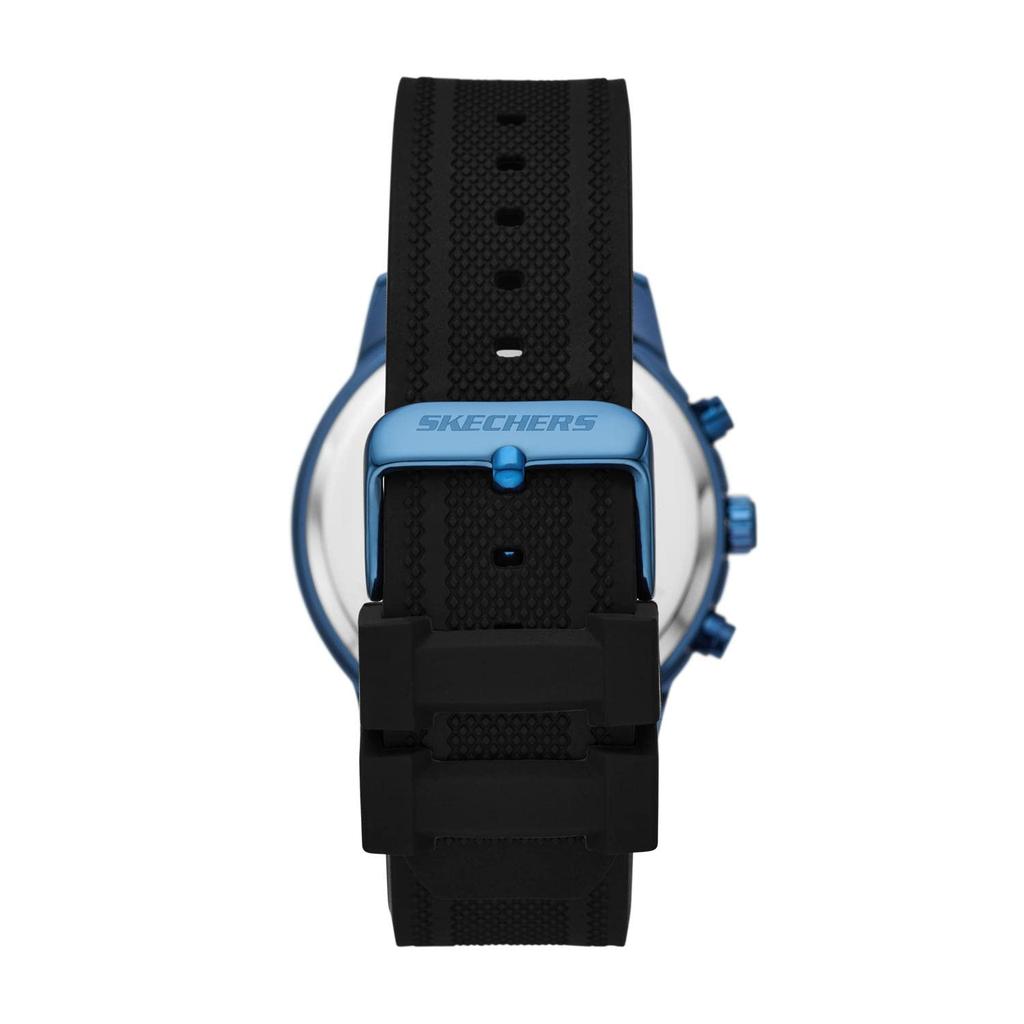 Skechers Мужские часы Clarkdale Quartz Metal Silicone Chronograph, черные, переливающиеся, хронограф.