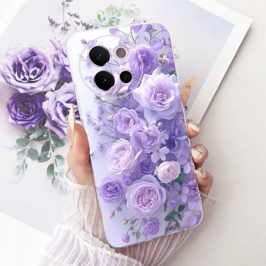 For Vivo V40 Lite 5G Global V40e V40 Pro Phone Case Clear Soft TPU Clear Back Cover Cool Cartoon Luxury Butterfly Flower Funda
