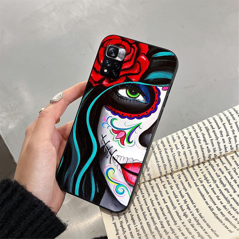 Phone Case For Xiaomi Redmi note 13 12S 12 Pro 11S 11 10 Pro 10S 12S Redmi 10 10C 9C 13C Skull Skeleton Woman