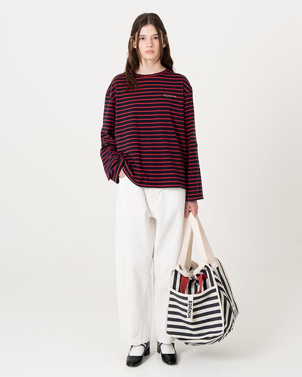 EDENIK Marine Roll-Up Striped T-Shirt (Orange)_Ezs2Ts15Or
