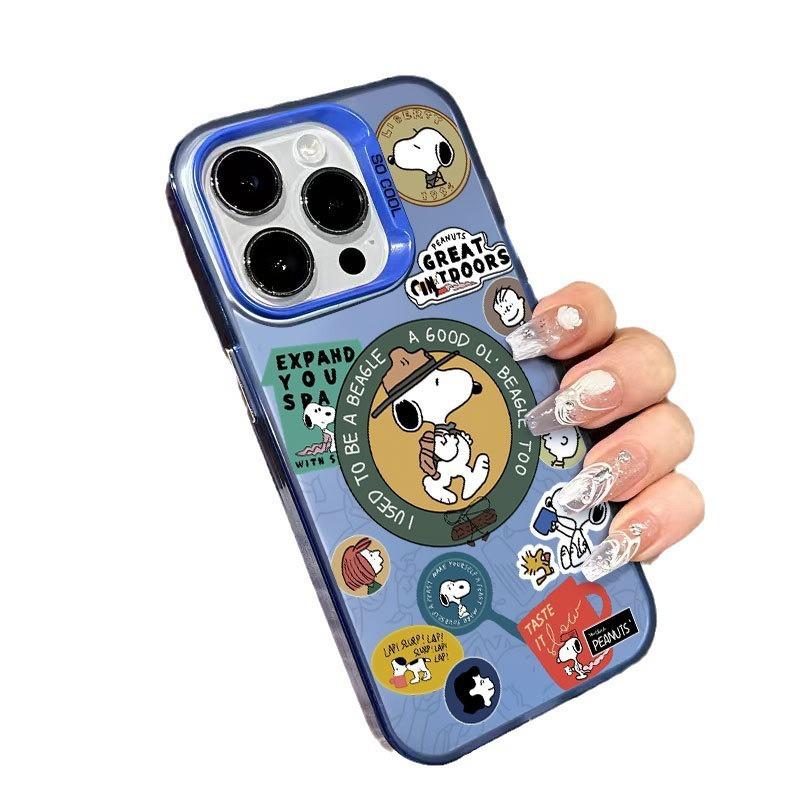 Snoopy AK tide brand подходит для чехла для мобильного телефона Apple 15promax продвинутое ощущение 14/13/12 цвет серебристый лазерный xs