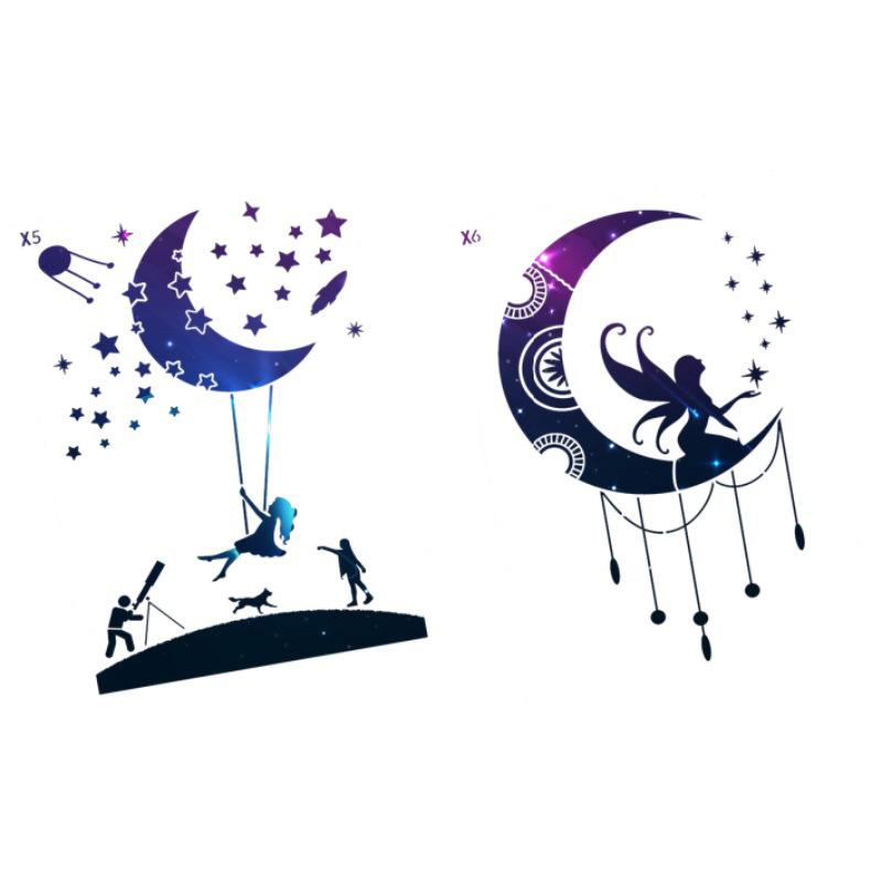 12 шт., Креативный, Романтичное звездное небо, Полый шаблон для рисования, DIY украшение, Настенная роспись, Распыление краски, Имитационная доска, Граффити-растирание