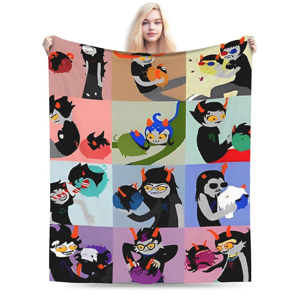 Super Warm Blankets Decorative Homestucked Manga Throw Blanket Flannel Bedspread For Outdoor Street Trend Sofa Bed Cover