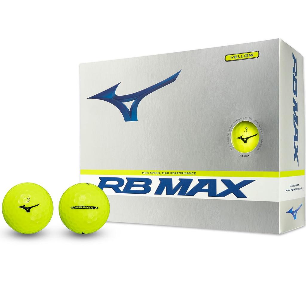 MIZUNO RB MAX Yellow Golf 1 Dozen Distance Suitable for All Head Axial Flow 5NJBT733 Balls, (12 Balls), Type, Speeds, Ultra-Soft Feel, 3-Piece