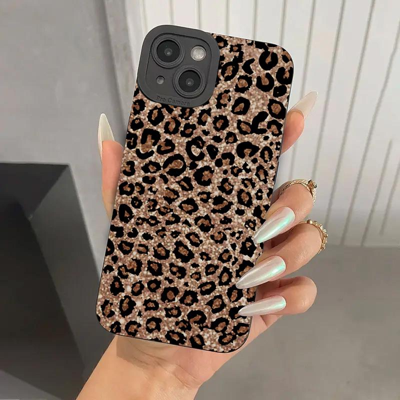 Коричневый чехол для телефона из силикона с принтом леопарда для iPhone 17 16 15 14 13 12 11 Pro Max 17Air 16E XS X XR 7 8 Plus Ударопрочный мягкий чехол