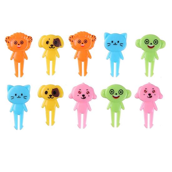7/10Pcs Fruit Fork Anti-scratch Burr-free Comfortable Grip Non-breakable Non-slip Cute Cartoon Animal Shape Bento Stick