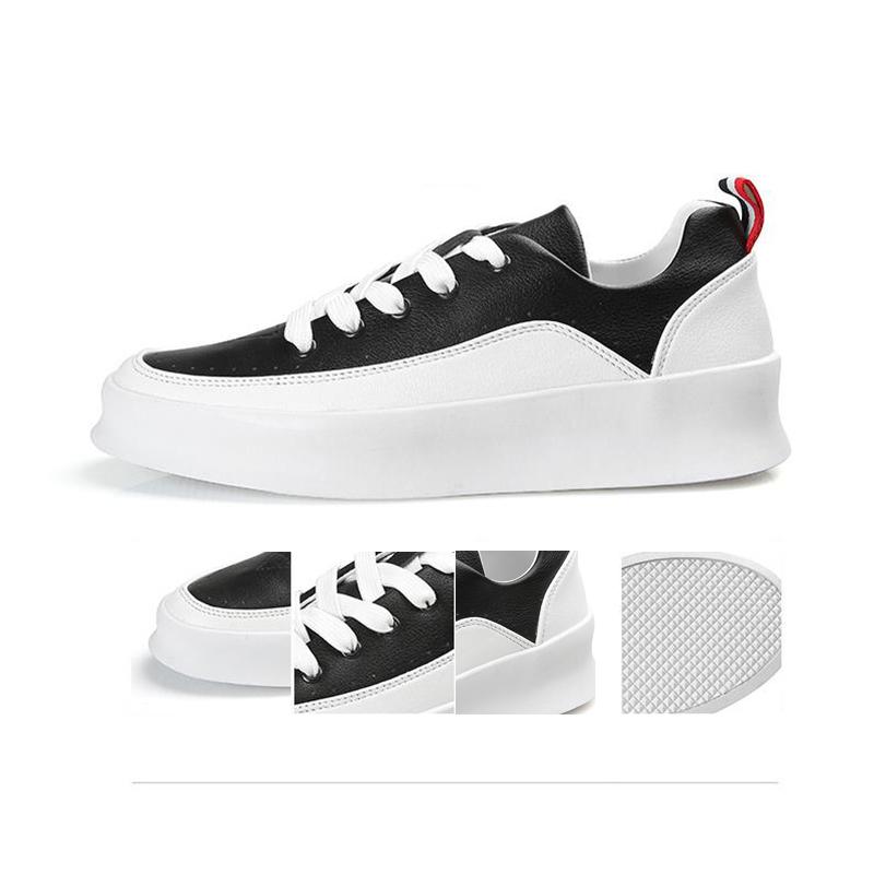 Хип-хоп уличная мода Мужская повседневная обувь Кожаные кроссовки Черно-белые Мужская обувь для ходьбы Нескользящая Дышащая обувь