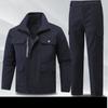 Mn's Осень-зима плюс размер однослойный спортивный рабочий костюм куртка + брюки комплект из 2 предметов