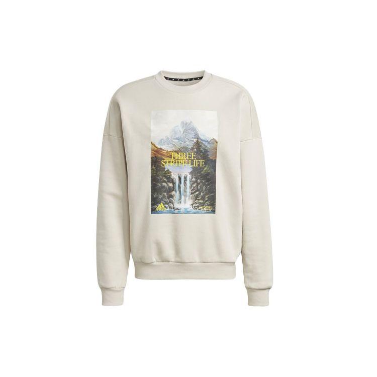 Adidas Mountain Graphic Sweatshirt Men Tops Beige GL5691