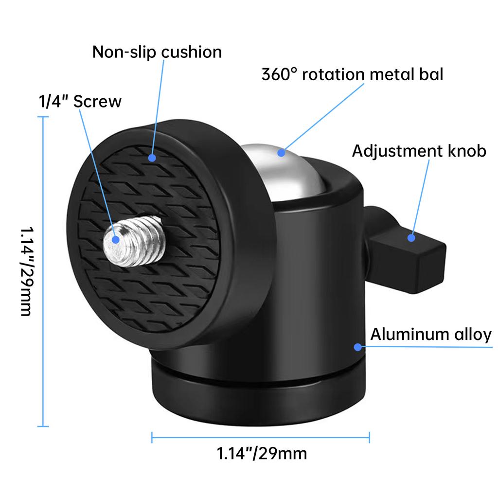 Крепление для штатива с винтом 1/4 дюйма типа "горячий башмак", адаптер головки камеры, шаровая головка с фиксатором, держатель кронштейна для светодиодной вспышки для DSLR DV камер
