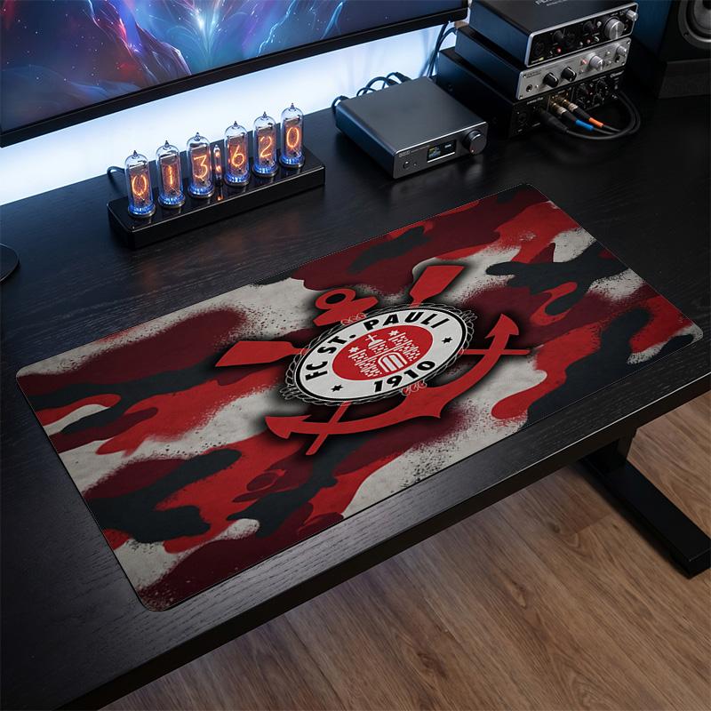 ФК Ст.. Большой коврик для мыши Pauli Football Print, противоскользящий расширенный игровой коврик для стола для офиса, дома