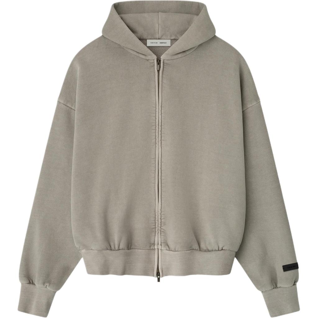 Fear of God Essentials Классическая толстовка с полной молнией и вышивкой, дымчато-серая, мужская, Топы 192HO254781F