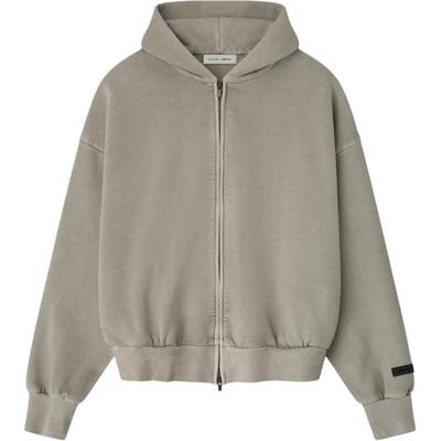 Fear of God Essentials Классическая толстовка с полной молнией и вышивкой, дымчато-серая, мужская, Топы 192HO254781F