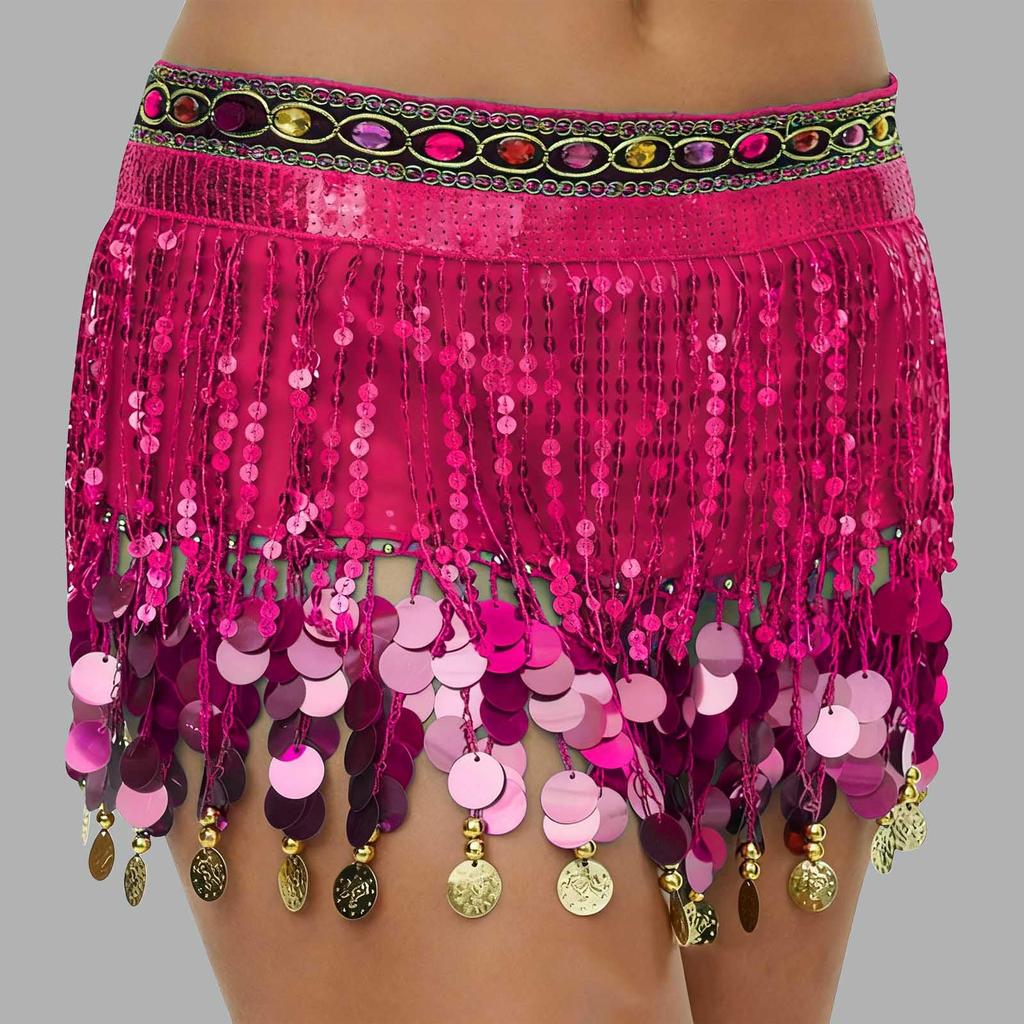 Женская сексуальная юбка с высокой талией, расшитая пайетками, поясные аксессуары, шарф для танца живота с пайетками