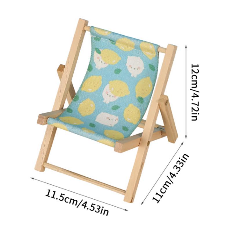 Милый держатель для мобильного телефона в виде пляжного стула, миниатюрная модель деревянного пляжного стула, складной держатель для телефона, реквизит для фотографии, декор для миниатюрной сцены
