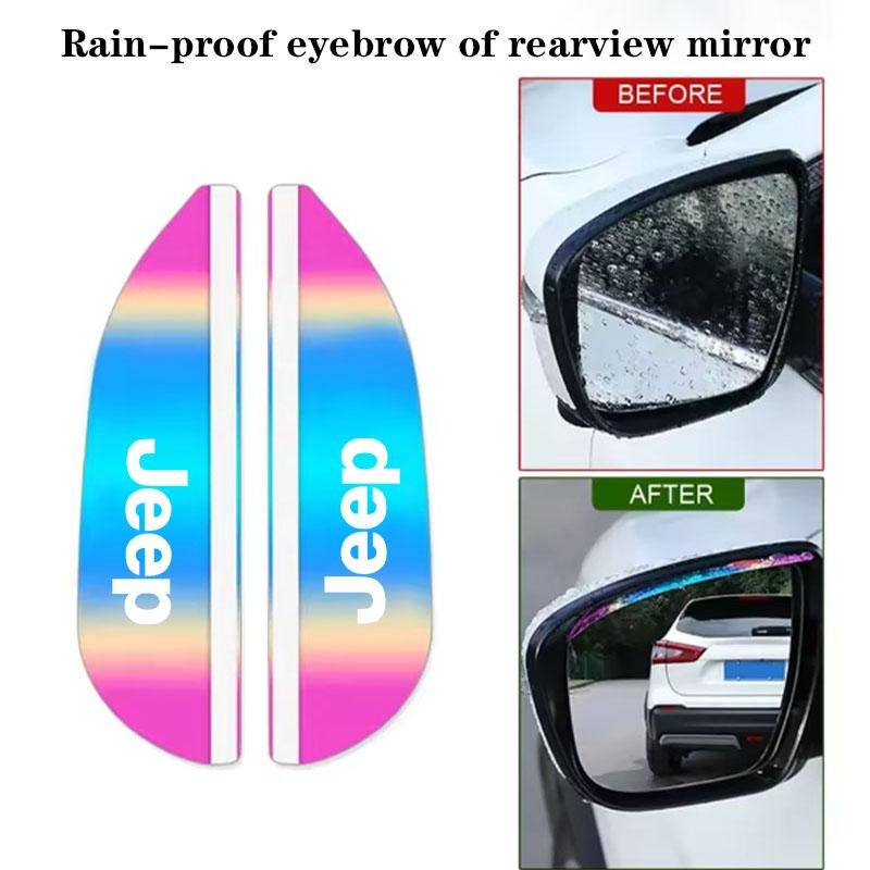 Car Rearview Mirror Rain Eyebrow Protector Rain Sticker For Jeep Grand Cherokee Wrangler JK Gladiator Compass Renegade Patriot AJX1