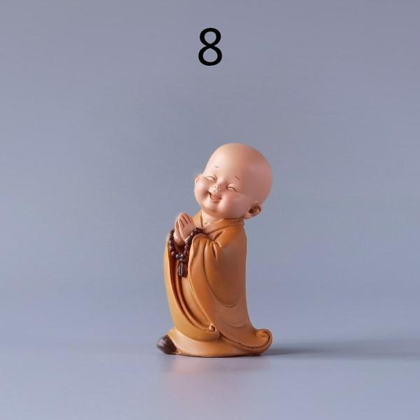 Маленькая милая статуя Будды монаха в китайском стиле, фигурка ручной работы из смолы, украшение для дома, декорZA