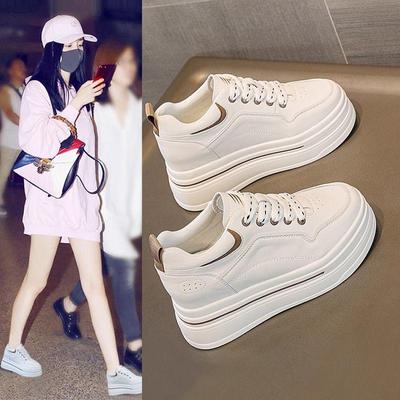 Женские белые туфли на платформе в корейском стиле - Маленькие размеры, Внутреннее увеличение высоты, Универсальные для весны и осени