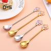 Rustproof Coffee Spoon Flower Hygienic Long Handle Dessert Snack Kid's Scoop