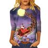 Spring and Autumn Round Neck 3D Printed Top Fashionable Casual Long Sleeved Christmas Costumes Women's T-shirts