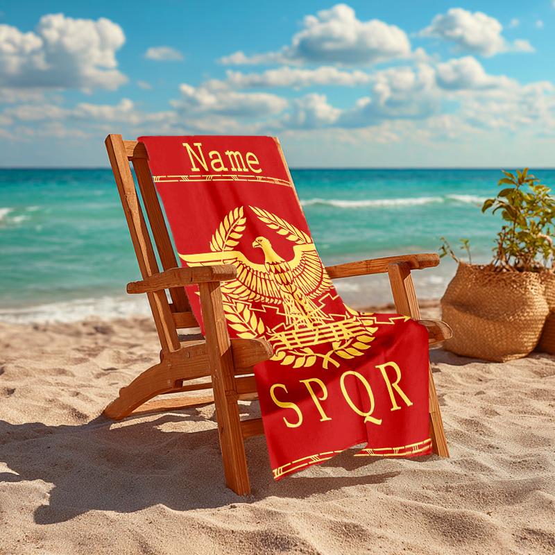 Personalized customized proof beach towel with SPQR logo pattern - soft, absorbent,quick-drying,perfect swimming,camping&bathing