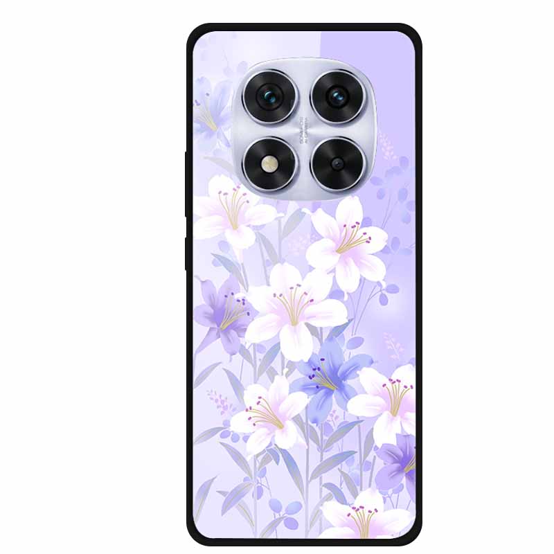Закаленное Стекло Чехол Для Redmi Note 14 Pro Coque 14Pro Цветы Чехлы Для Телефона Для Xiaomi Redmi Note14 Pro Жесткий Задний Чехол Funda