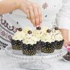 Zhehao 60 Pcs Gold Polka Dots Cupcake Wrappers Adjustable Graduation Cupcake Liners Paper Baking Cups Disposable Muffin Liners Holders for Birthday