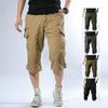 Men's Summer Loose-Fit Cotton Overalls with Multiple Pockets and Mid-Length Shorts for Outdoor Leisure