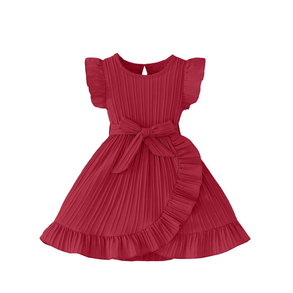 Девичье платье без рукавов - Однотонный сарафан с поясом