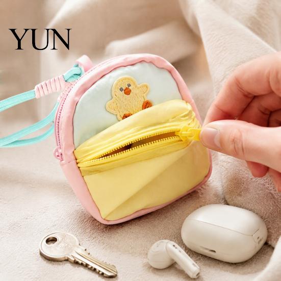 Kawaii Style Small Wallet Coin Purse, Macaron Mini Backpack Pendant with Lanyard, Lightweight Purse for Girls Pouch Double Zippered Compartments