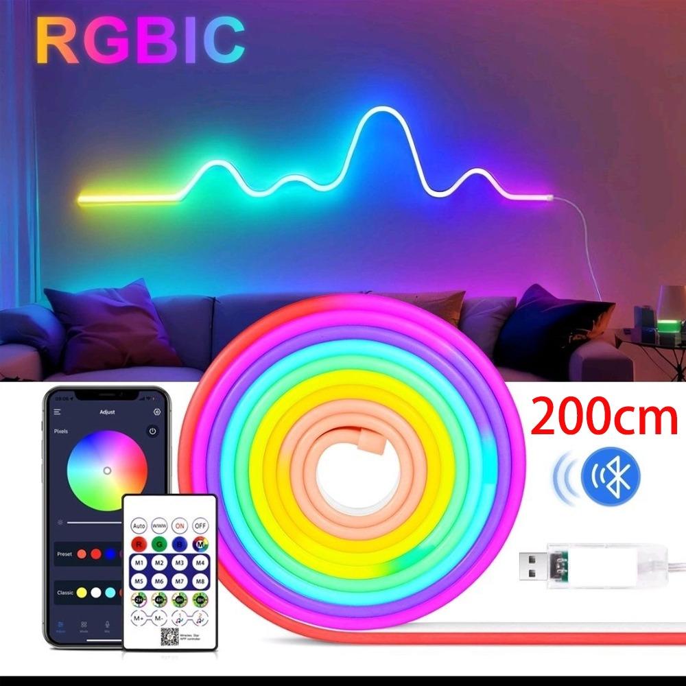 Gifts 60/100/200cm RGB Neon LED Rope Lights Waterproof Control Flexible LED Diode Home Decor Smart Colorful Neon Light Strip