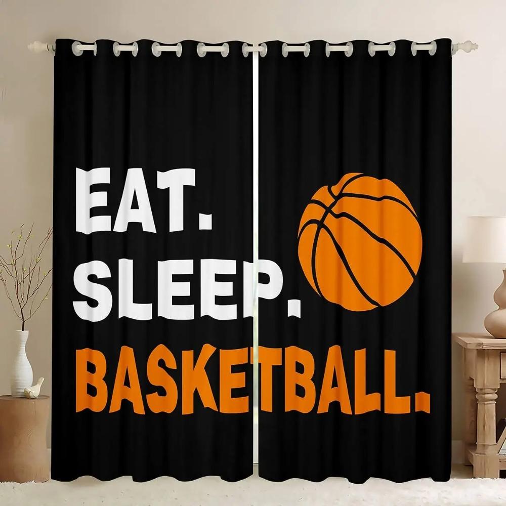 Basketball Curtains ideal ideal for Bedroom Living Room 3D Ball Court Window Opening Treatments Decorative Sports Theme Drapes Competitive Curtain