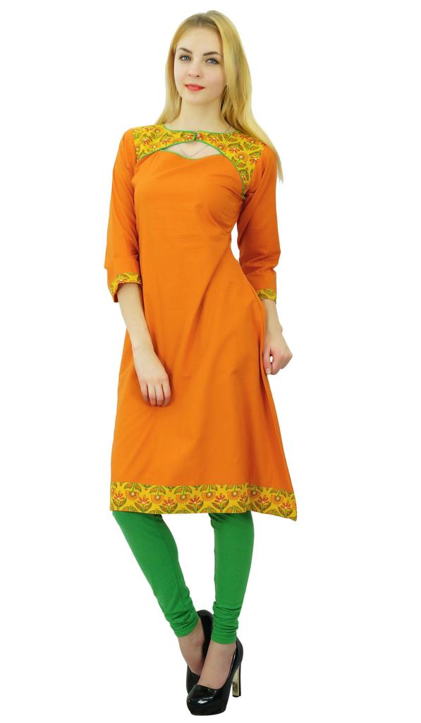 Phagun Women Cotton Kurti Ethnic Solid Print Designer Kurta Casual Dress