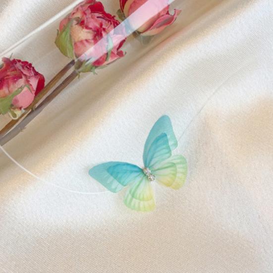 Ожерелье-чокер в виде бабочки, бохо, невидимая цепочка, бабочка, фея, чокер, прозрачная леска, ожерелье для женщин и женщин