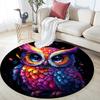 Owl Artwork Round Area Rug,Carpet Rug for Living Room Bedroom Sofa Playroom Decor,Non-slip Floor Mat