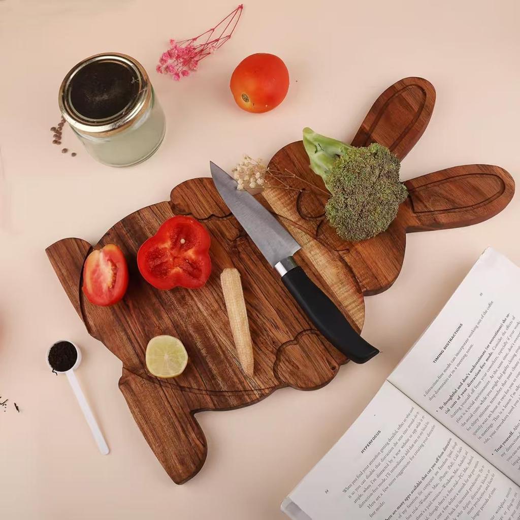 Shaped Wooden Plate Kitchen Wooden Cutting Board Wooden Cooked Food Board Cheese And Food Plate Suitable For Easter Or Spring Decoration