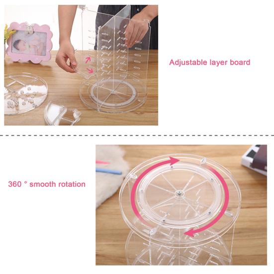 Органайзер для косметики, вместительный многоцелевой прозрачный вращающийся на 360 градусов органайзер для косметики