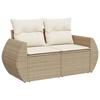 VidaXL Canapé de jardin avec coussins 2 places beige résine tressée 366062