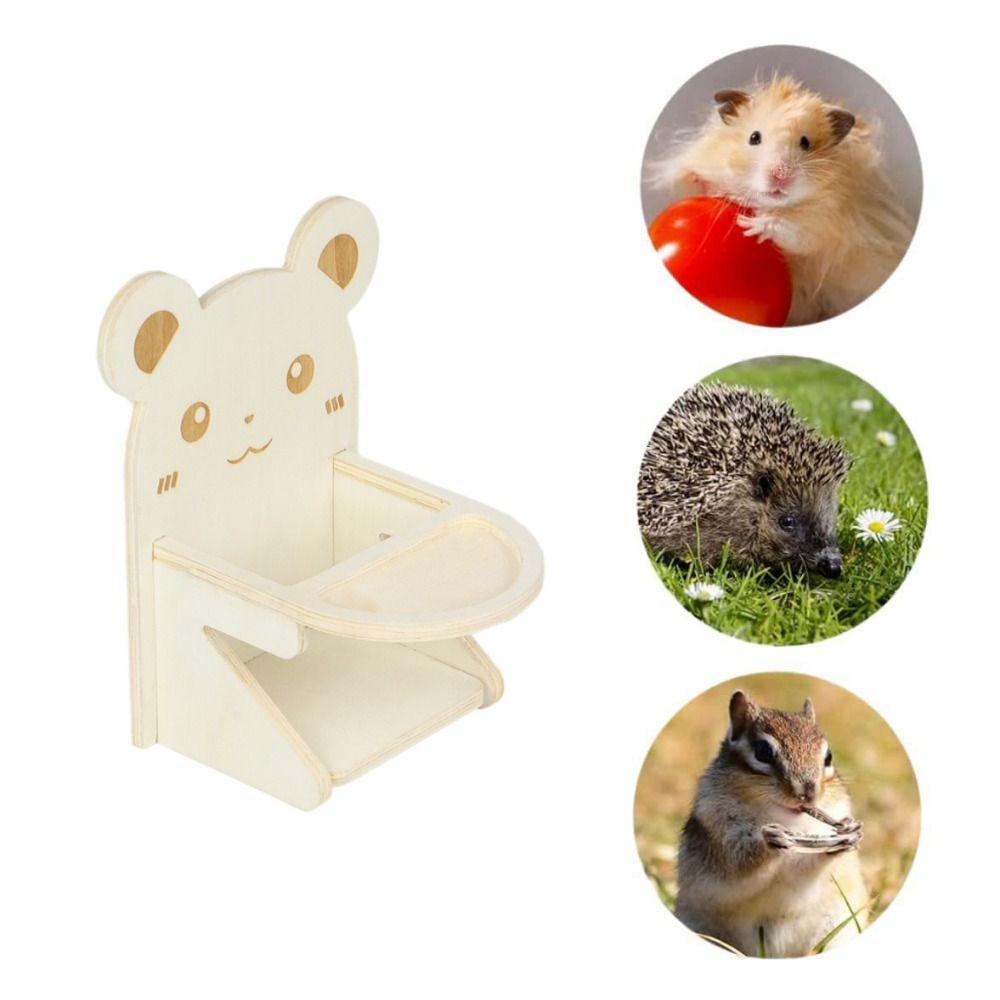 Wooden Hamster Dining Chair Cartoon Hedgehog Chair  for Hamster Rat Guinea Pig