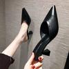 Baotou Semi-slippers Women Wear All-match Pointed Head High Heel Thick Heel Cool Slippers Women's Summer Middle Heel Lazy Shoes