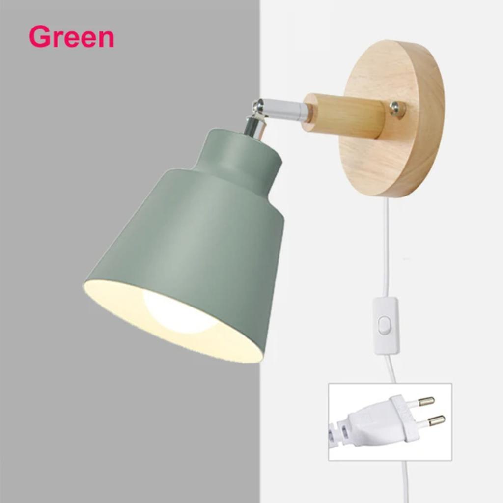 New Nordic Wall Light Indoor DIY E27 Wooden 6 Colors EU/UL Plug 350° Wall Lamps Living Room Bedroom Aisle Sconce Fixtures Decov
