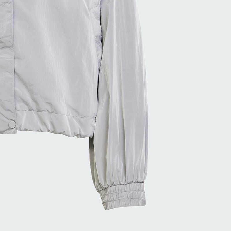 Adidas Оригинальная модная универсальная куртка с воротником-стойкой и длинным рукавом, женская куртка серого цвета JD2584