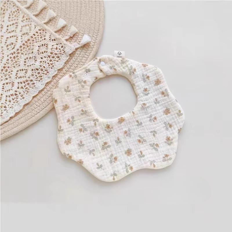 Cotton Muslin Baby Drool Bibs Soft Breathable Bandana Newborn Neck Bib Soft Cartoon Print Toddler Feeding Bibs for  Boy Girl