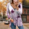 Женские футболки с длинным рукавом и принтом в виде цветка, свободные футболки больших размеров с V-образным вырезом, удобные блузки