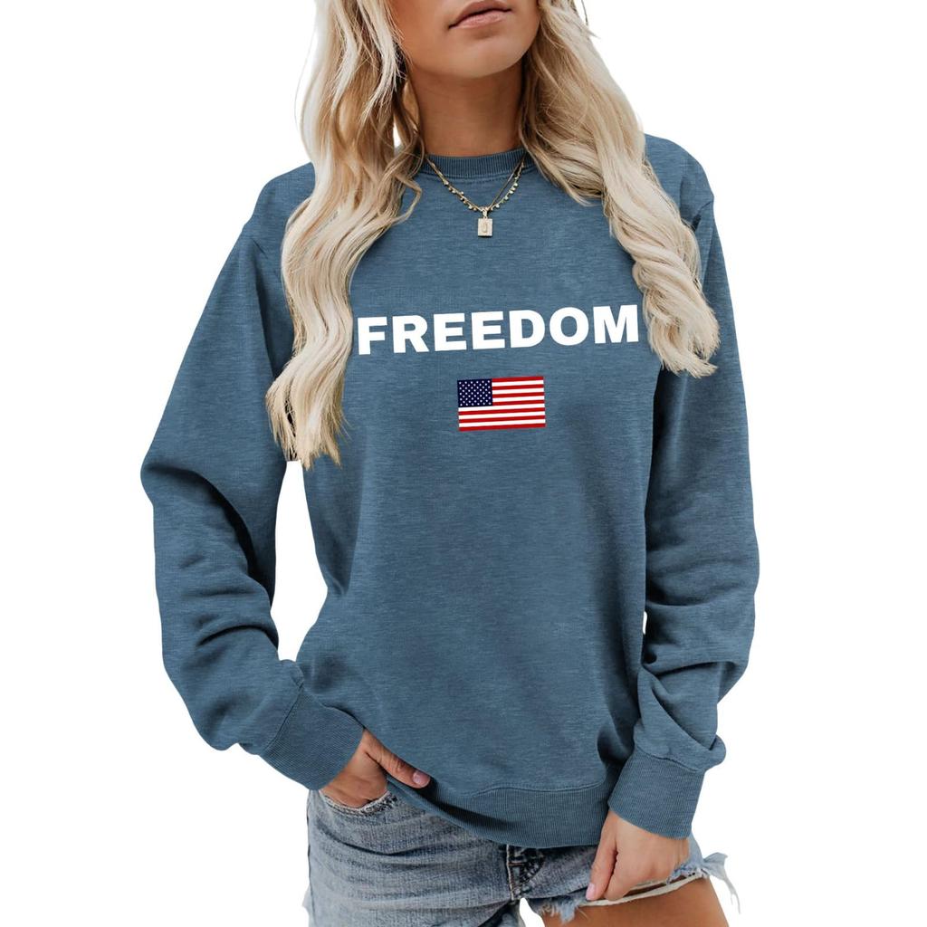 Women's Fashionable Casual Round Neck Loose Long Sleeved Printed Sweatshirt