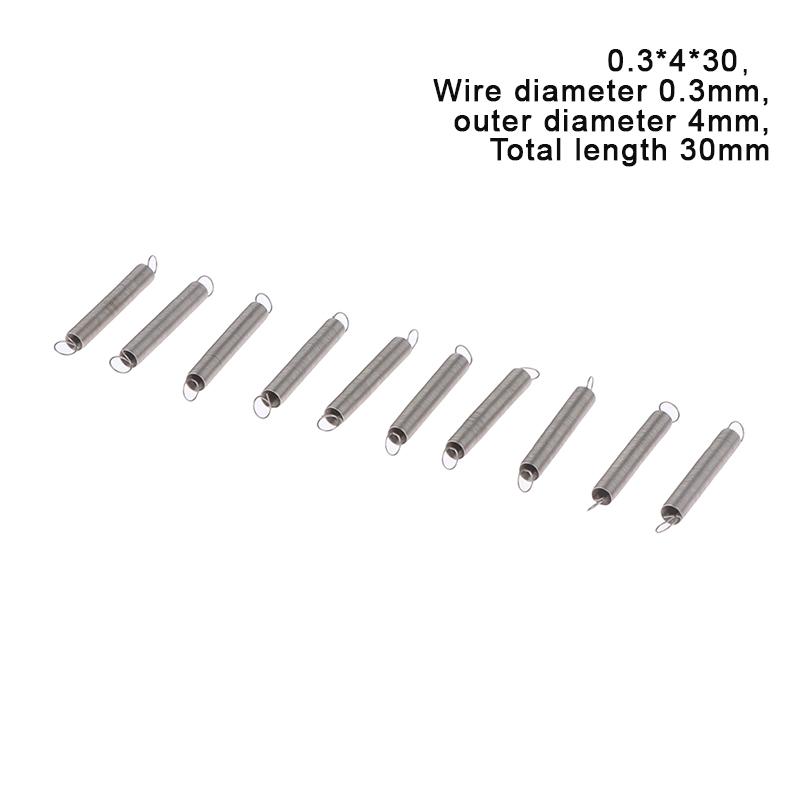 10 шт./лот, пружина растяжения 0,3 мм, удлинительная пружина из нержавеющей стали 304, наружный диаметр 3 мм-4 мм
